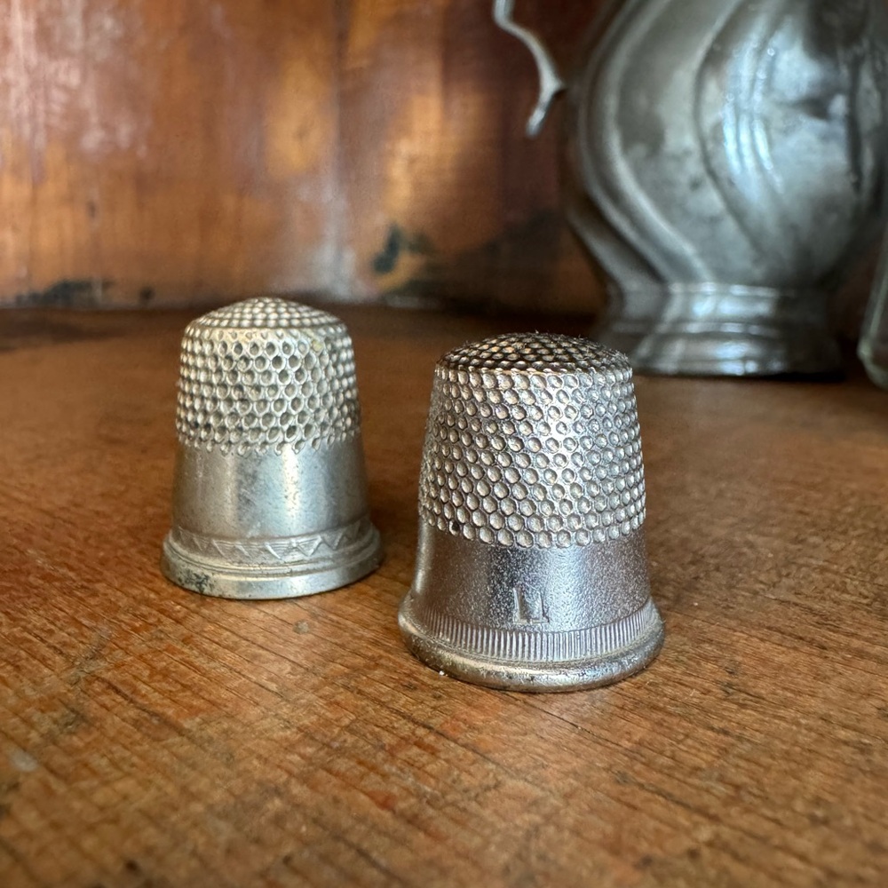 Vintage Silver Metal Thimbles Set